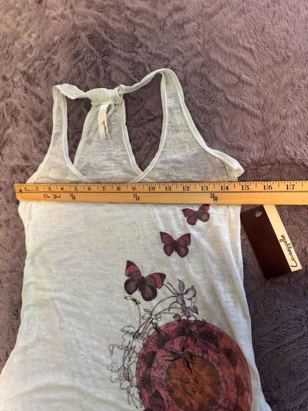 Loveappella Womens Sleeveless Racerback Tank Top With Butterfly Print - Size S - Picture 5 of 6